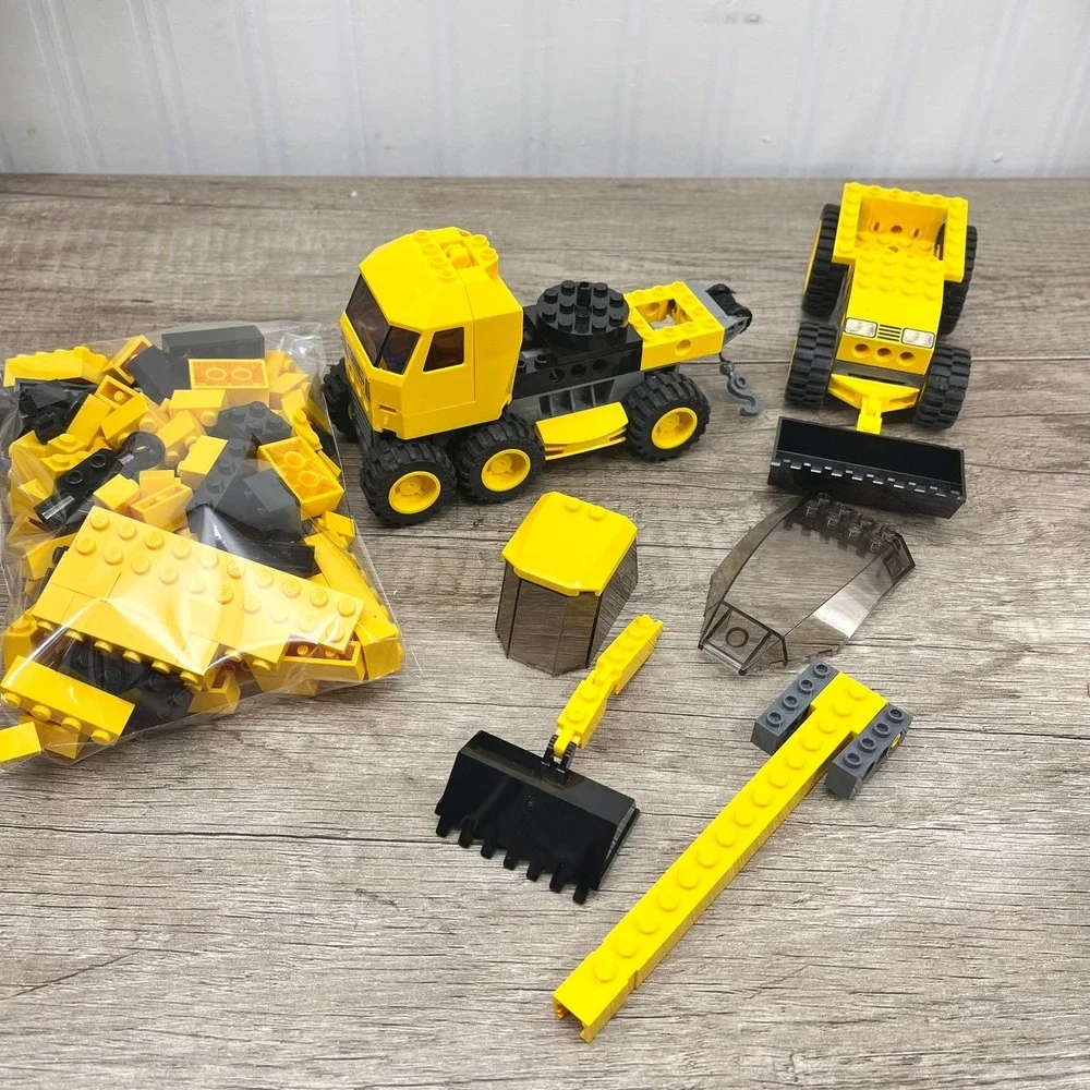 LEGO City Construction Vehicle Lot Yellow Black Trucks Crane Bricks Mixed Bulk